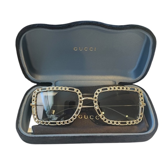 NEW! Gucci Gold Square Sunglasses - Picture 8 of 9